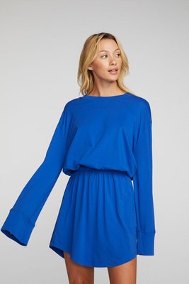 Cotton Jersey Mini Dress With Wide Sleeves